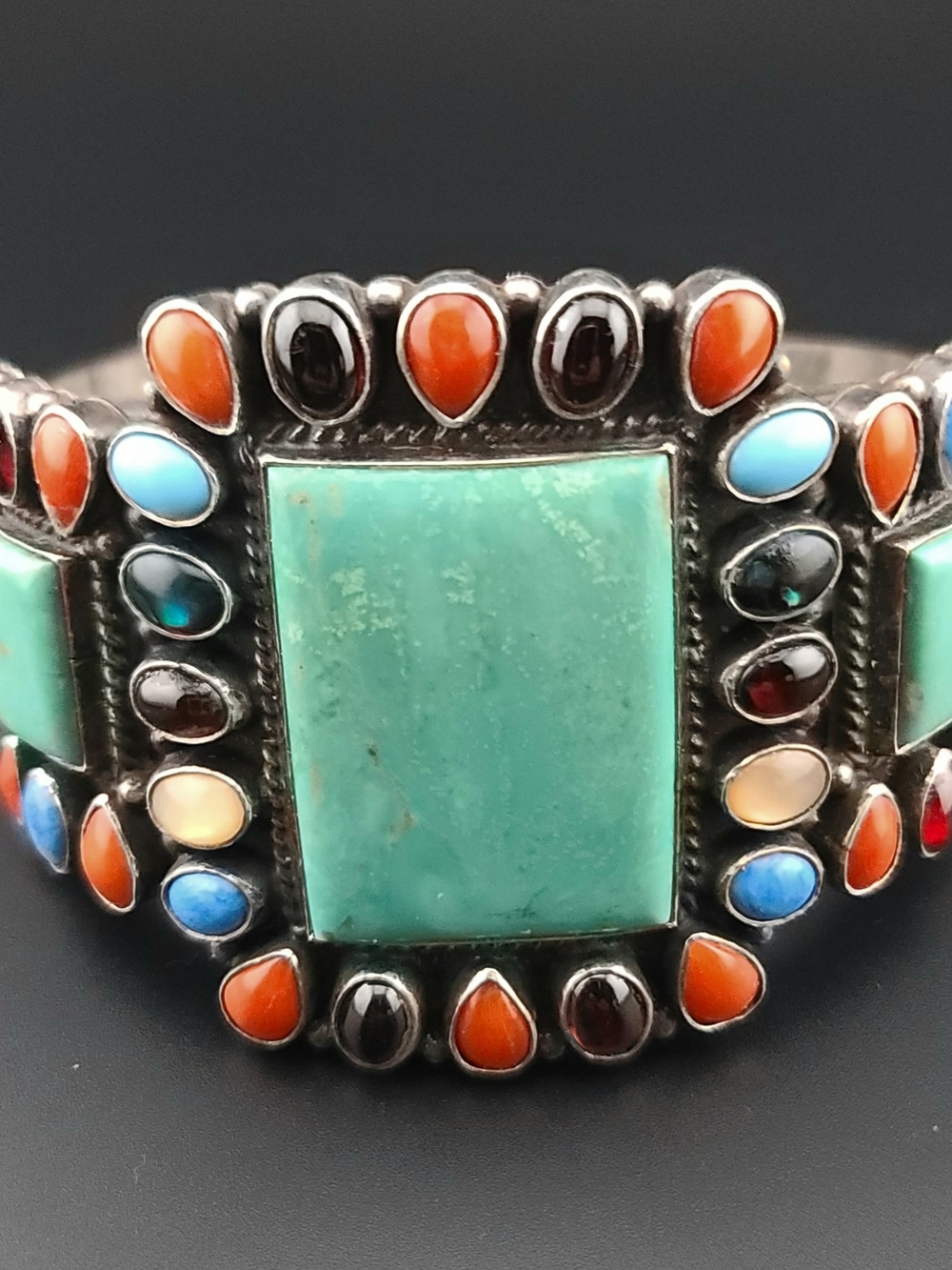 Anthony Skeets Sterling Silver Turquoise Multi-Stone Bracelet
